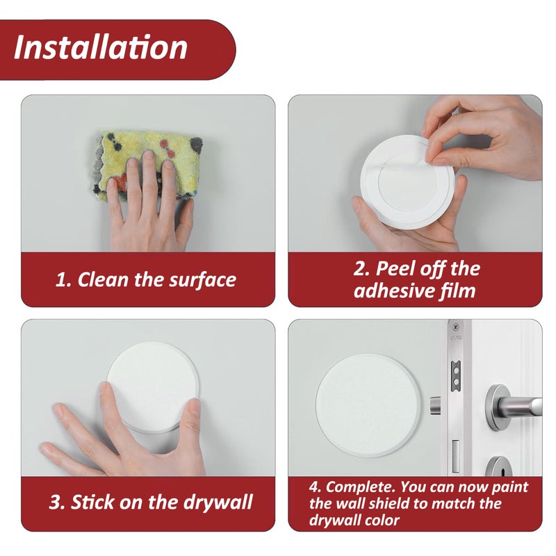 WideskallÂ® White Round Door Knob Wall Shield Self Adhesive Protector (3" inch Standard Size, 10.00, Count) - Image 4